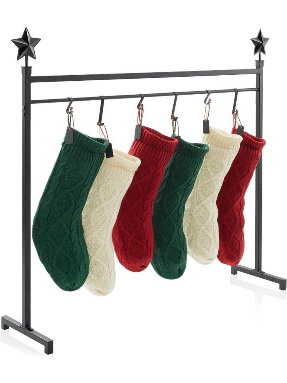3ft Christmas Stocking Holder Stand with 12 Hooks, Holiday Decor Hanger & Tags